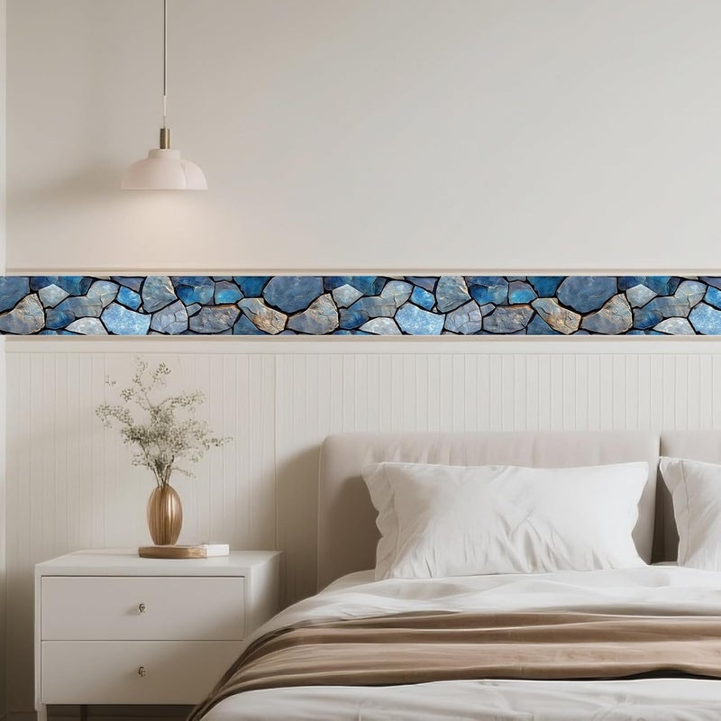 IVN Wallpaper Border Peeling and pasting Wall Stone Texture Decoration Wall Decoration self-Adhesive Border Bedroom Kitchen Mirror Frame Decoration Strip - Image 2